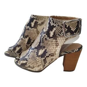 Vionic Blakely Heels Slingback Open Toe Snakeskin Embossed Neutrals Women 6